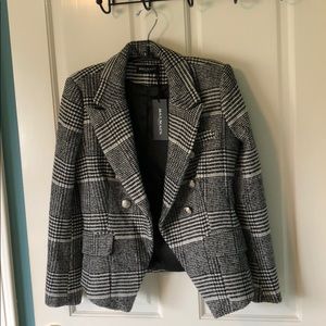 Balmain inspired black and white tweed blazer NWT